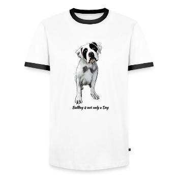Bulldog - Männer Kontrast-T-Shirt - Weiß/Schwarz - Vorne - AI Model Female 172 light (172cm) & AI Model Male 178 dark (178cm)