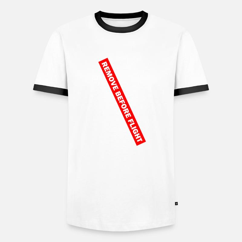 REMOVE BEFORE FLIGHT 02 - Men's Ringer Shirt - white/black