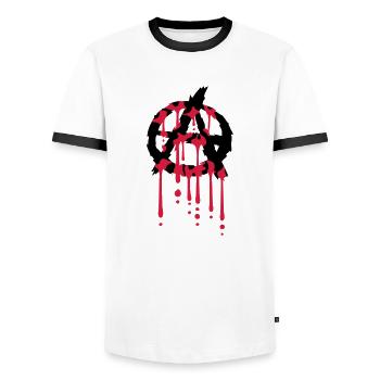 Logo Anarchie Blut Tropfen - Männer Kontrast-T-Shirt - Weiß/Schwarz - Vorne - AI Model Female 172 light (172cm) & AI Model Male 178 dark (178cm)