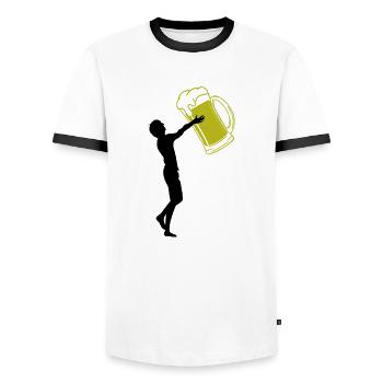 MARIÉ ET MARIÉE - T-shirt contrasté Homme - blanc/noir - Devant - AI Model Female 172 light (172cm) & AI Model Male 178 dark (178cm)
