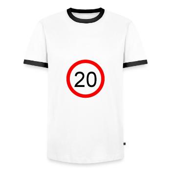 est i l 20 script white engl - Männer Kontrast-T-Shirt - Weiß/Schwarz - Vorne - AI Model Female 172 light (172cm) & AI Model Male 178 dark (178cm)