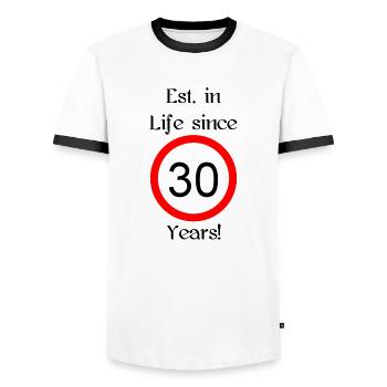 est i l 30 script black engl - Männer Kontrast-T-Shirt - Weiß/Schwarz - Vorne - AI Model Female 172 light (172cm) & AI Model Male 178 dark (178cm)