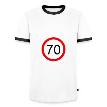 est i l 70 script white engl - Männer Kontrast-T-Shirt - Weiß/Schwarz - Vorne - AI Model Female 172 light (172cm) & AI Model Male 178 dark (178cm)