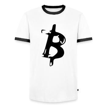Bitcoin Crypto Currency Virtual Life Vector 5 - Men's Ringer Shirt - white/black - Front - AI Model Female 172 light (172cm) & AI Model Male 178 dark (178cm)