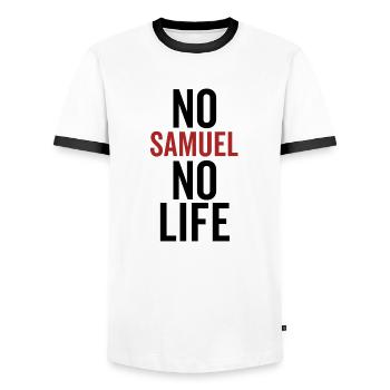 Kein Samuel Kein Leben - Männer Kontrast-T-Shirt - Weiß/Schwarz - Vorne - AI Model Female 172 light (172cm) & AI Model Male 178 dark (178cm)