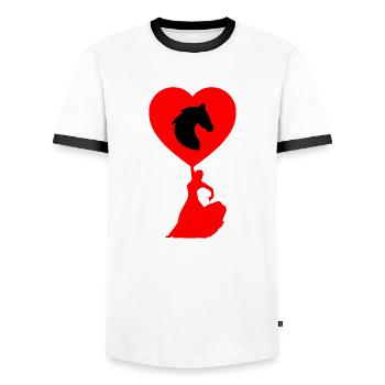 Cheval - T-shirt contrasté Homme - blanc/noir - Devant - AI Model Female 172 light (172cm) & AI Model Male 178 dark (178cm)