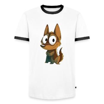 Kelpie chocolate and fire - Men's Ringer Shirt - white/black - Front - AI Model Female 172 light (172cm) & AI Model Male 178 dark (178cm)