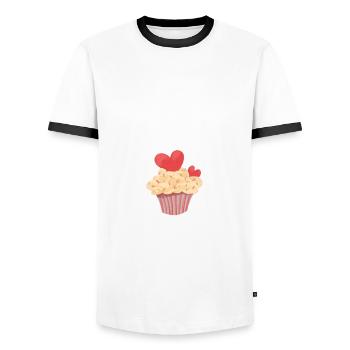 I Sugar Coat Everything - Men's Ringer Shirt - white/black - Front - AI Model Female 172 light (172cm) & AI Model Male 178 dark (178cm)