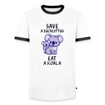 Save a eucalyptus, eat a koala. - Men's Ringer Shirt - white/black - Front - AI Model Female 172 light (172cm) & AI Model Male 178 dark (178cm)