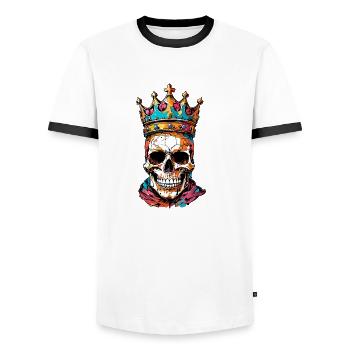Totenkopf mit Krone - Männer Kontrast-T-Shirt - Weiß/Schwarz - Vorne - AI Model Female 172 light (172cm) & AI Model Male 178 dark (178cm)