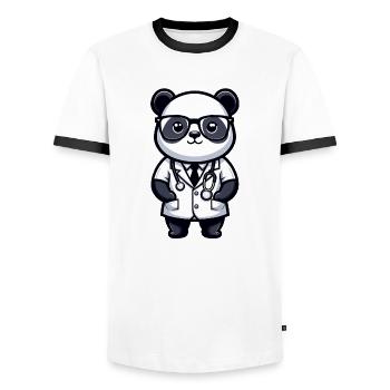 Cute Panda Doctor - Men's Ringer Shirt - white/black - Front - AI Model Female 172 light (172cm) & AI Model Male 178 dark (178cm)