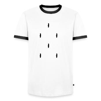 Imprimé numéro13. - T-shirt contrasté Homme - blanc/noir - Devant - AI Model Female 172 light (172cm) & AI Model Male 178 dark (178cm)
