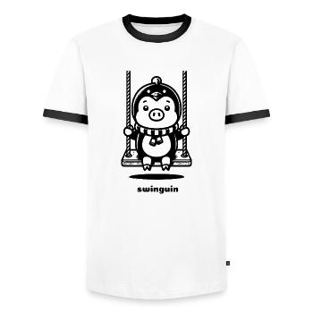 Swinguin - Männer Kontrast-T-Shirt - Weiß/Schwarz - Vorne - AI Model Female 172 light (172cm) & AI Model Male 178 dark (178cm)