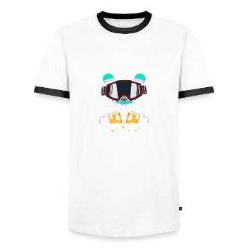 Lustiger Spruch Snowboard Bier darum bin ich hier - Männer Kontrast-T-Shirt - Weiß/Schwarz - Vorne - AI Model Female 172 light (172cm) & AI Model Male 178 dark (178cm)