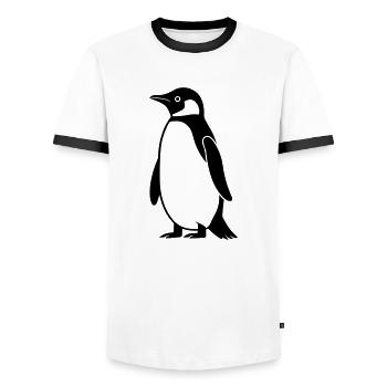 Pingouin - T-shirt contrasté Homme - blanc/noir - Devant - AI Model Female 172 light (172cm) & AI Model Male 178 dark (178cm)