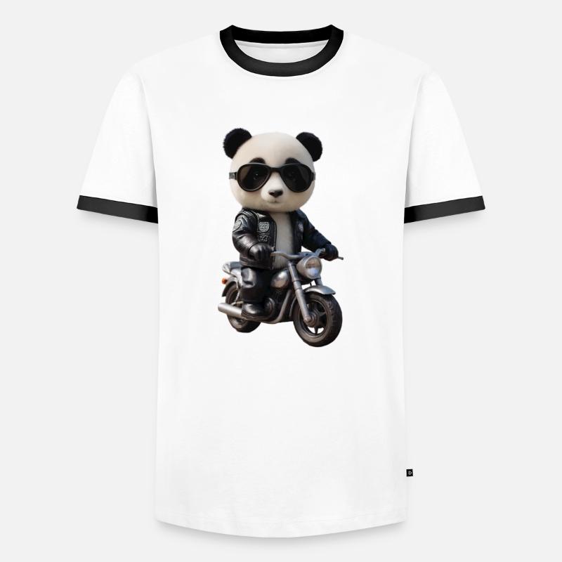 Biker Panda - Men's Ringer Shirt - white/black