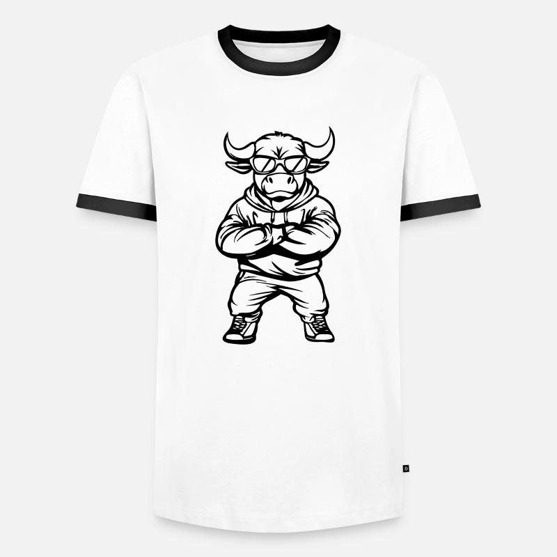 stier comic cool - Männer Kontrast-T-Shirt - Weiß/Schwarz