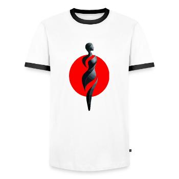 Femme vertèbre - T-shirt contrasté Homme - blanc/noir - Devant - AI Model Female 172 light (172cm) & AI Model Male 178 dark (178cm)