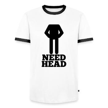 need head - Men's Ringer Shirt - white/black - Front - AI Model Female 172 light (172cm) & AI Model Male 178 dark (178cm)