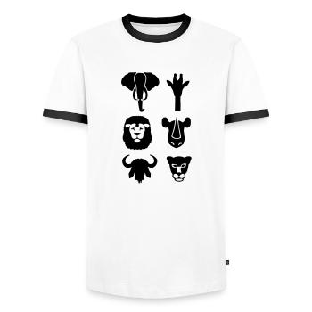 Africa wildlife animals - Men's Ringer Shirt - white/black - Front - AI Model Female 172 light (172cm) & AI Model Male 178 dark (178cm)