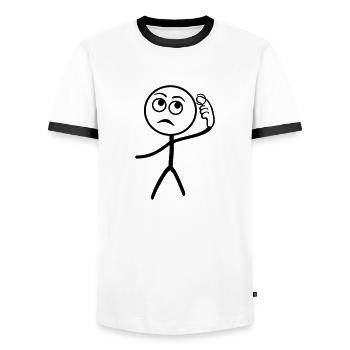 Stupid People, stickman - Men's Ringer Shirt - white/black - Front - AI Model Female 172 light (172cm) & AI Model Male 178 dark (178cm)