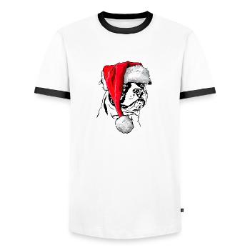 Père Noël bouledogue américain chiens de Noël Wilsigns - T-shirt contrasté Homme - blanc/noir - Devant - AI Model Female 172 light (172cm) & AI Model Male 178 dark (178cm)