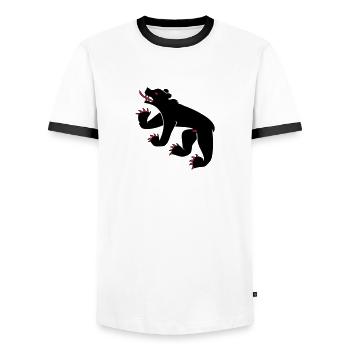 Zeichnung einer Bär ensymbolflagge Bern Schweiz - Männer Kontrast-T-Shirt - Weiß/Schwarz - Vorne - AI Model Female 172 light (172cm) & AI Model Male 178 dark (178cm)