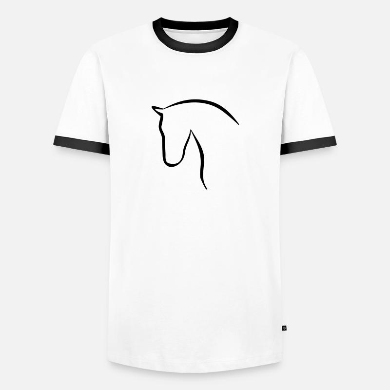 Pferd - Männer Kontrast-T-Shirt - Weiß/Schwarz