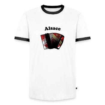 Alsace Accordéon - T-shirt contrasté Homme - blanc/noir - Devant - AI Model Female 172 light (172cm) & AI Model Male 178 dark (178cm)