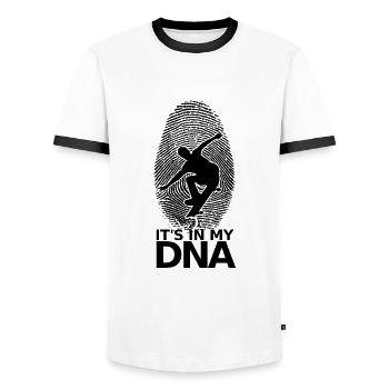 Skateboarder Skateboard Skater Skate Skate Skateing ADN - T-shirt contrasté Homme - blanc/noir - Devant - AI Model Female 172 light (172cm) & AI Model Male 178 dark (178cm)