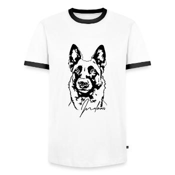 Malinois Portrait Chien Chiens Wilsigns - T-shirt contrasté Homme - blanc/noir - Devant - AI Model Female 172 light (172cm) & AI Model Male 178 dark (178cm)