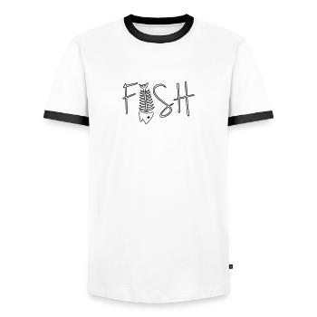 Fish - T-shirt contrasté Homme - blanc/noir - Devant - AI Model Female 172 light (172cm) & AI Model Male 178 dark (178cm)