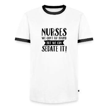 Nurses - We Can't Fix Stupid... - T-shirt contrasté Homme - blanc/noir - Devant - AI Model Female 172 light (172cm) & AI Model Male 178 dark (178cm)