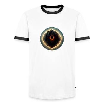 L’œil de Dieu - T-shirt contrasté Homme - blanc/noir - Devant - AI Model Female 172 light (172cm) & AI Model Male 178 dark (178cm)