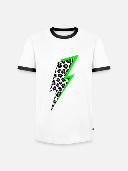 Lightning Leopard Pattern with Neon Shadow - Men's Ringer Shirt - white/black