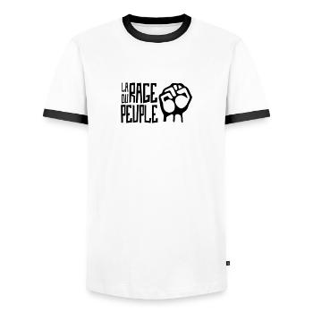 La Rage du Peuple / Politique Rébellion Elections - T-shirt contrasté Homme - blanc/noir - Devant - AI Model Female 172 light (172cm) & AI Model Male 178 dark (178cm)