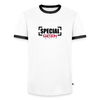 Special Edition - T-shirt contrasté Homme - blanc/noir - Devant - AI Model Female 172 light (172cm) & AI Model Male 178 dark (178cm)