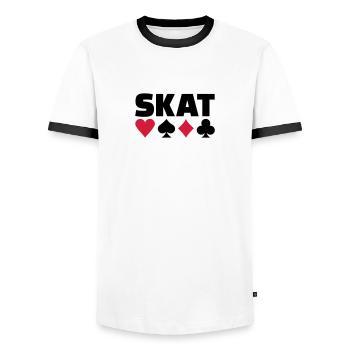 Skat - Männer Kontrast-T-Shirt - Weiß/Schwarz - Vorne - AI Model Female 172 light (172cm) & AI Model Male 178 dark (178cm)