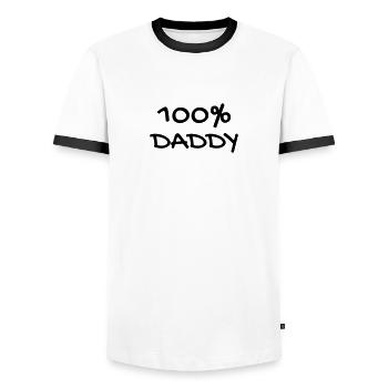 Dad Daddy Papa Vati Vater Father's Day Baby - Men's Ringer Shirt - white/black - Front - AI Model Female 172 light (172cm) & AI Model Male 178 dark (178cm)