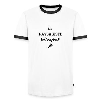 Landscaper Garden Landschaft Garten Paysagiste - Men's Ringer Shirt - white/black - Front - AI Model Female 172 light (172cm) & AI Model Male 178 dark (178cm)