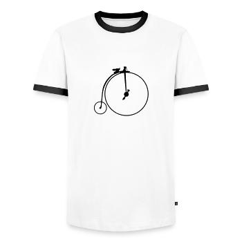 bicycle_1868_g1 - Men's Ringer Shirt - white/black - Front - AI Model Female 172 light (172cm) & AI Model Male 178 dark (178cm)