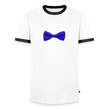 Trendy Fliegen Hemd Schleifen Hemd weiß Partyshirt - Männer Kontrast-T-Shirt - Weiß/Schwarz - Vorne - AI Model Female 172 light (172cm) & AI Model Male 178 dark (178cm)