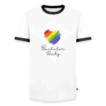 Bachelor Party - Pride Edition - Männer Kontrast-T-Shirt - Weiß/Schwarz - Vorne - AI Model Female 172 light (172cm) & AI Model Male 178 dark (178cm)