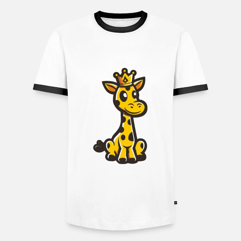 Giraffe Comic Krone - Männer Kontrast-T-Shirt - Weiß/Schwarz