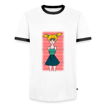 FEMME. FILLE. ADOLESCENT. JOURNEE DE LA FEMME - T-shirt contrasté Homme - blanc/noir - Devant - AI Model Female 172 light (172cm) & AI Model Male 178 dark (178cm)