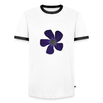 Periwinkle purple flower purple blossom - Men's Ringer Shirt - white/black - Front - AI Model Female 172 light (172cm) & AI Model Male 178 dark (178cm)