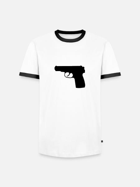 Pistole - Männer Kontrast-T-Shirt - Weiß/Schwarz