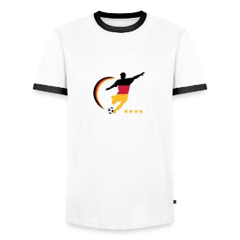 Fußballspieler Germany - Männer Kontrast-T-Shirt - Weiß/Schwarz - Vorne - AI Model Female 172 light (172cm) & AI Model Male 178 dark (178cm)
