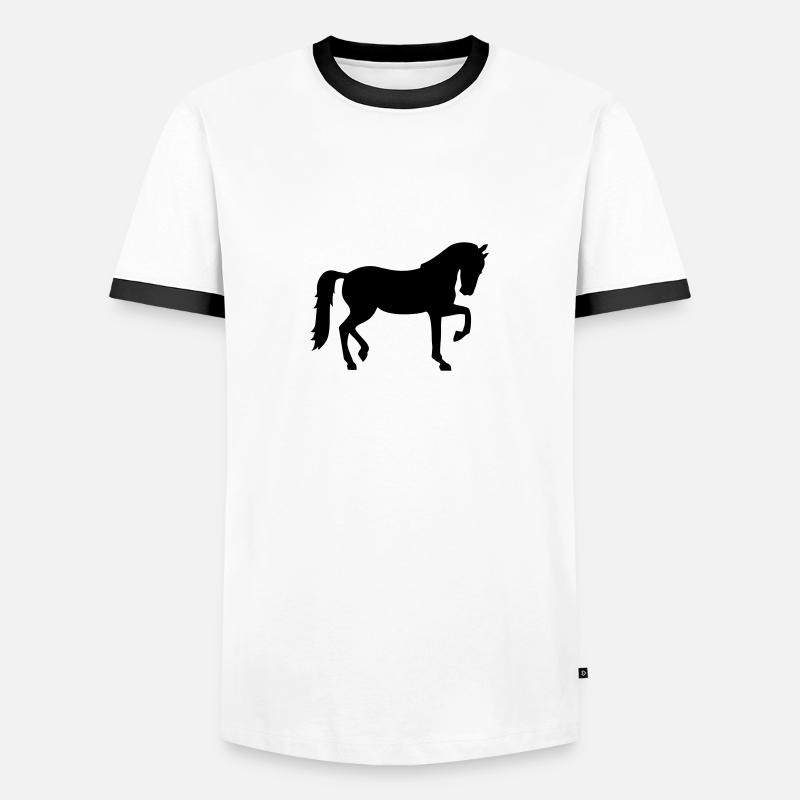 Pferd - Männer Kontrast-T-Shirt - Weiß/Schwarz