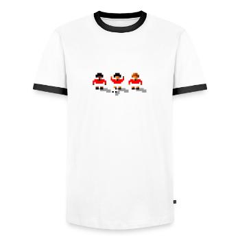Soccer Red Team - Men's Ringer Shirt - white/black - Front - AI Model Female 172 light (172cm) & AI Model Male 178 dark (178cm)